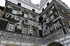 Renaissance houses with sgraffito