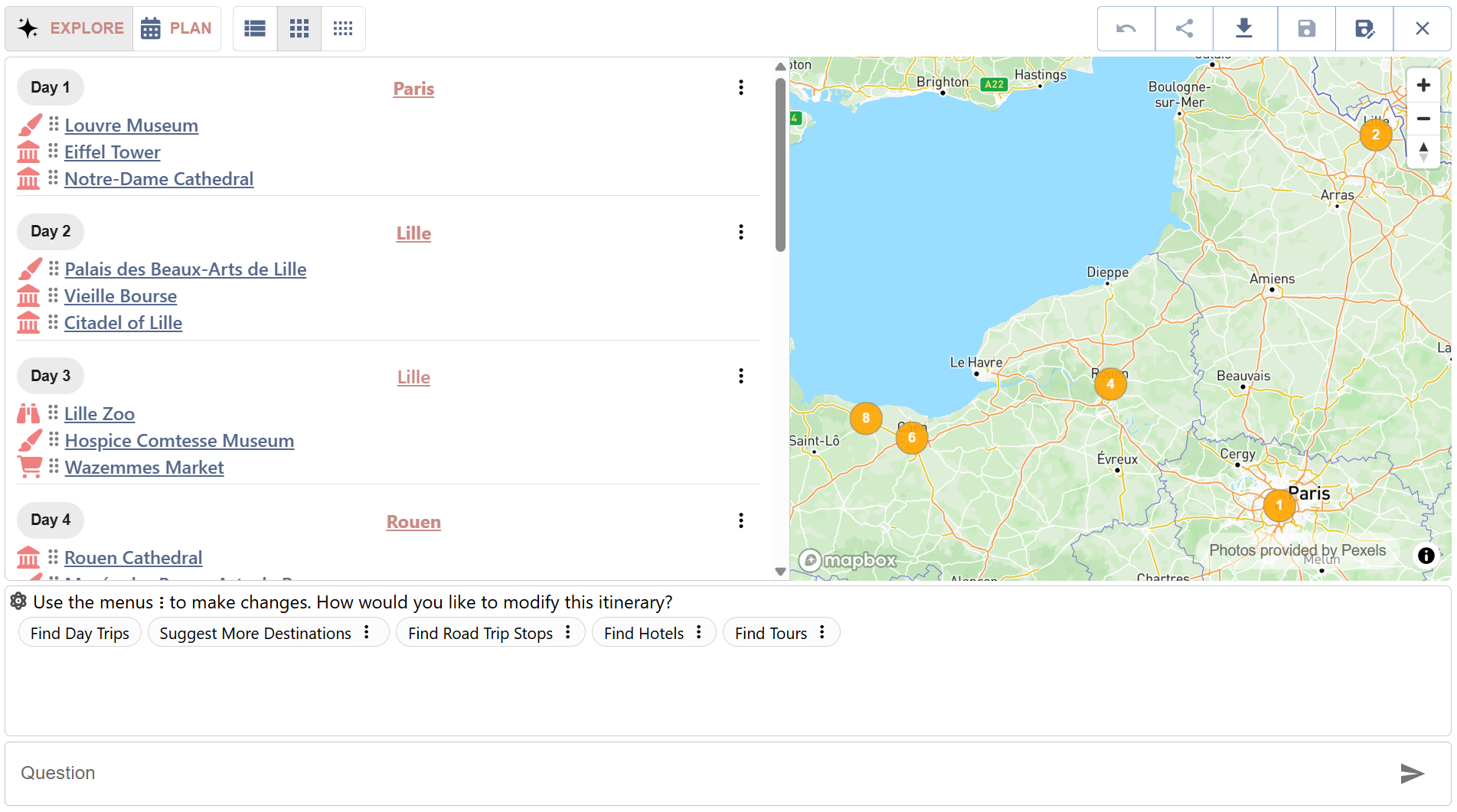Screenshot of ai trip planner